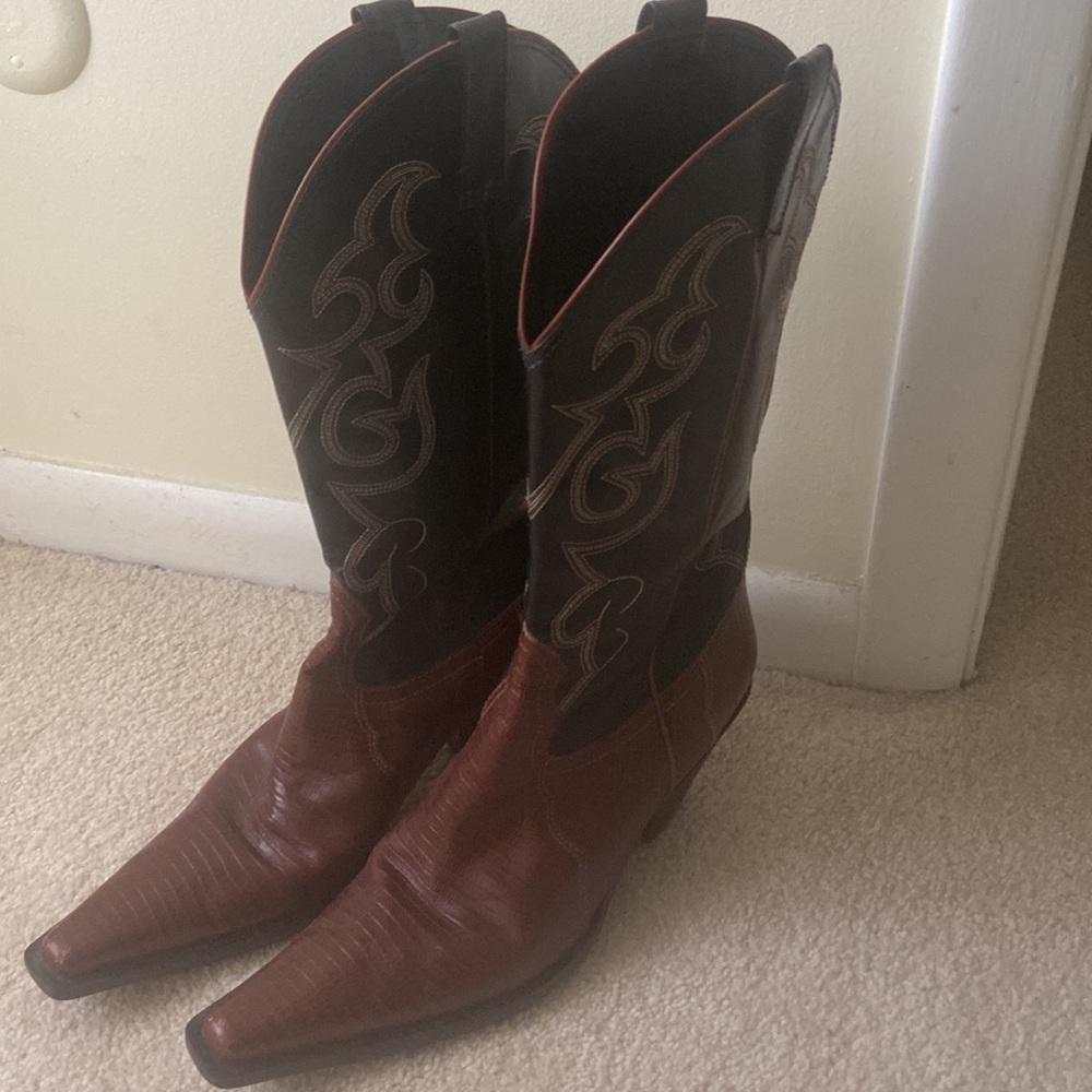 Brown and Black Cowboy Boots - Picture 3 of 7